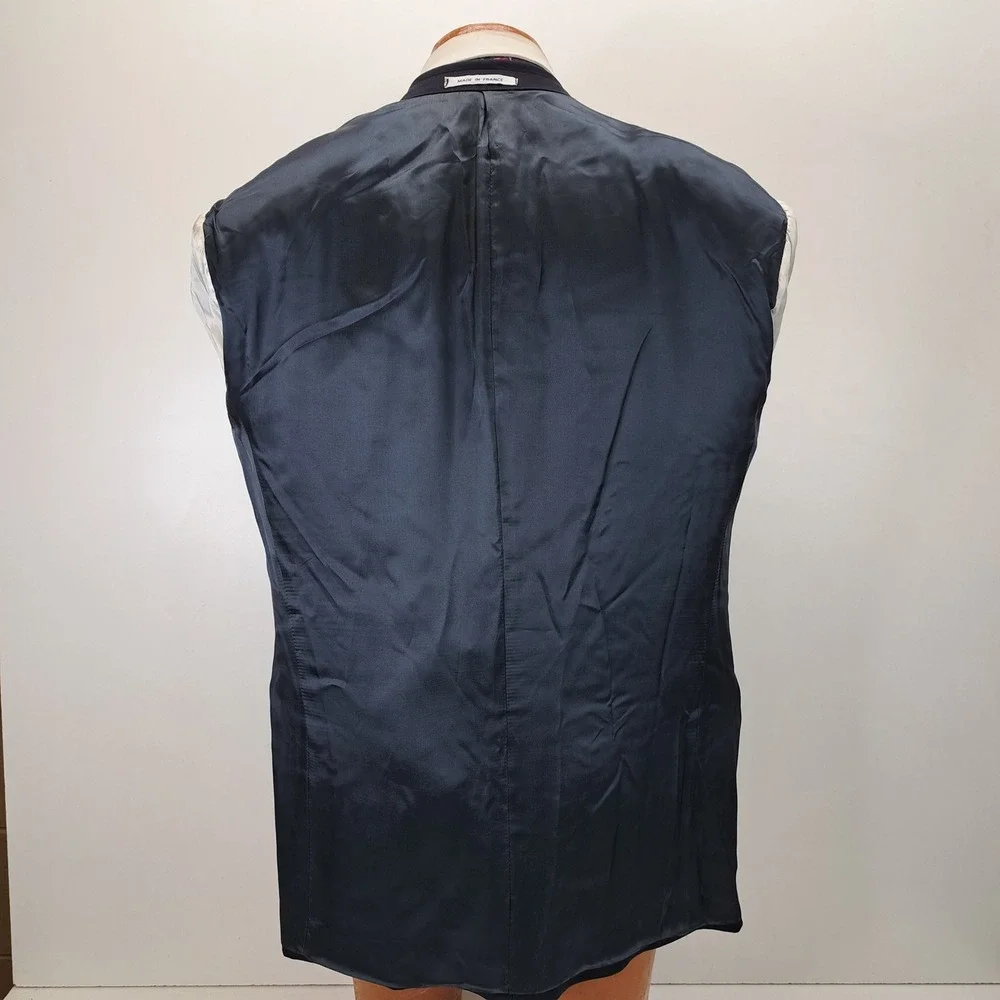 Yves Saint Laurent Mens Blazer 44R Blue Pure Wool Made in France Double Breasted
